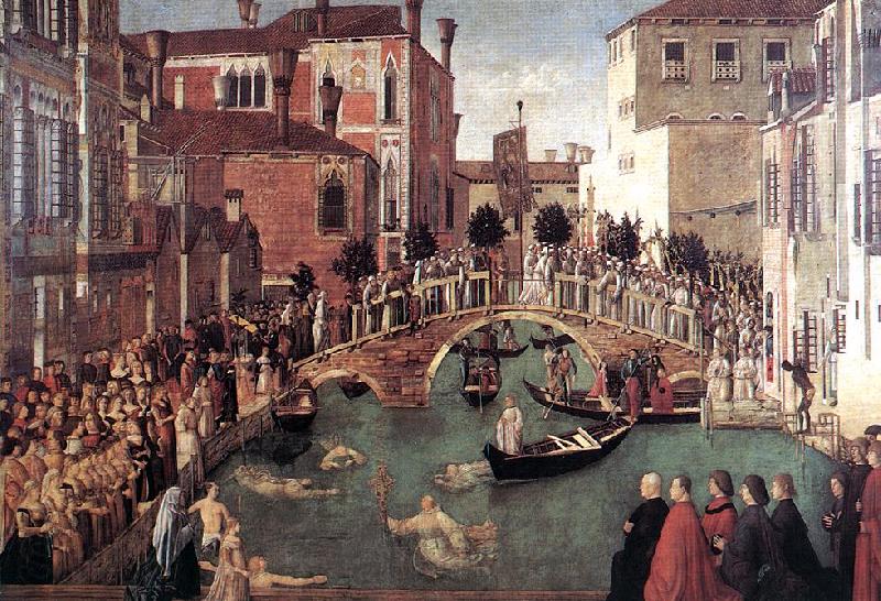 BELLINI, Gentile Miracle of the Cross at the Bridge of S. Lorenzo Spain oil painting art
